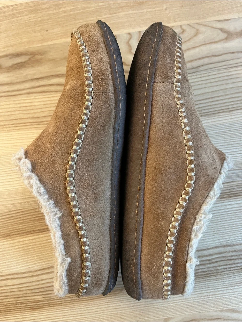 Sorel Men's Tan Suede Slip-On Moccasin with Faux-Shearling Lining